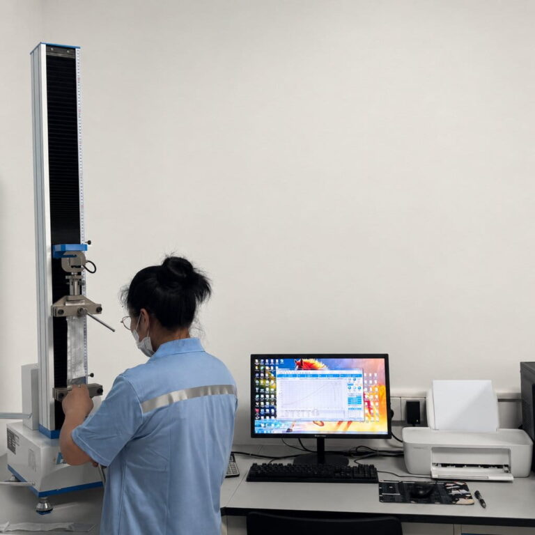 Silicone coated fiberglass fabric tensile strength testing