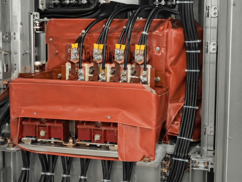 Silicone coated fiberglass fabric used as electrical insulation barrier for transformer and cable protection