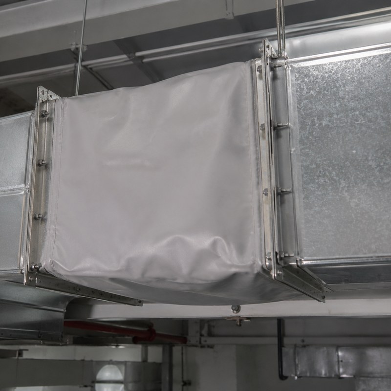 HVAC flexible connector using silicone coated fiberglass fabric