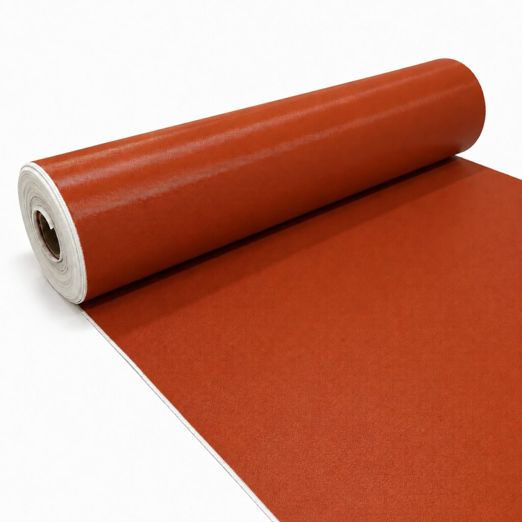 0.76mm 985gsm iron red double sided silicone coated fiberglass fabric