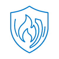 Fire curtains and barriers icon for silicone coated fiberglass fabric applications