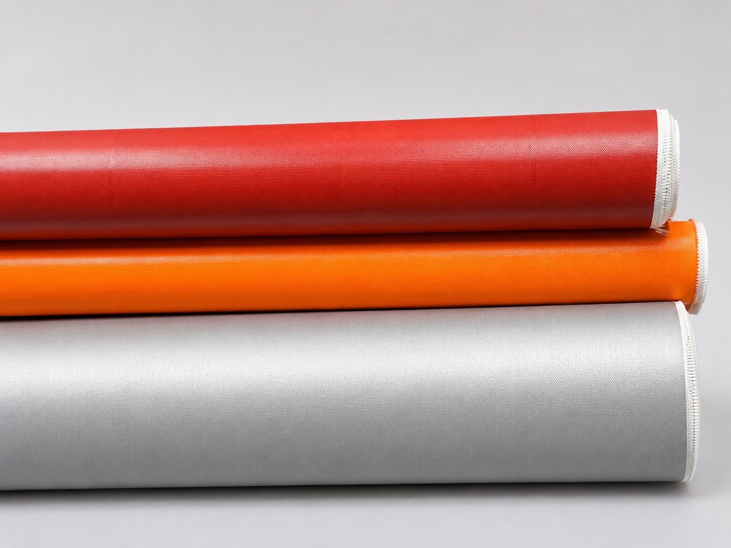Silicone coated fiberglass fabric rolls for HVAC flexible duct connectors and ventilation systems