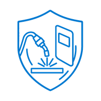 Welding protection icon for silicone coated fiberglass fabric applications